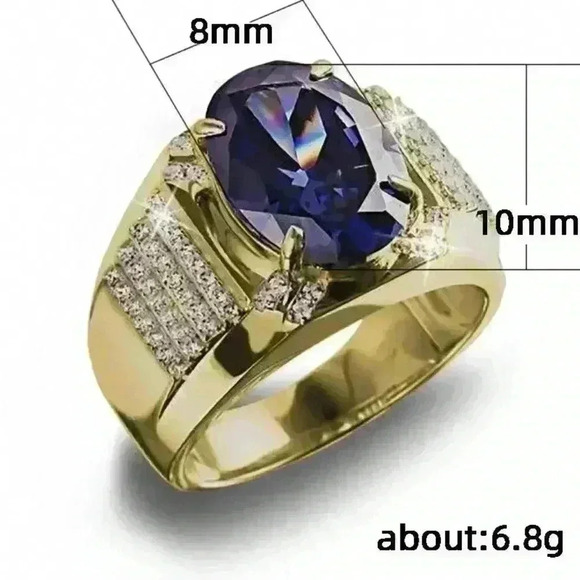💥  Sumptuous Gold Rings Big Oval Royal Blue Ring, GPMB1426